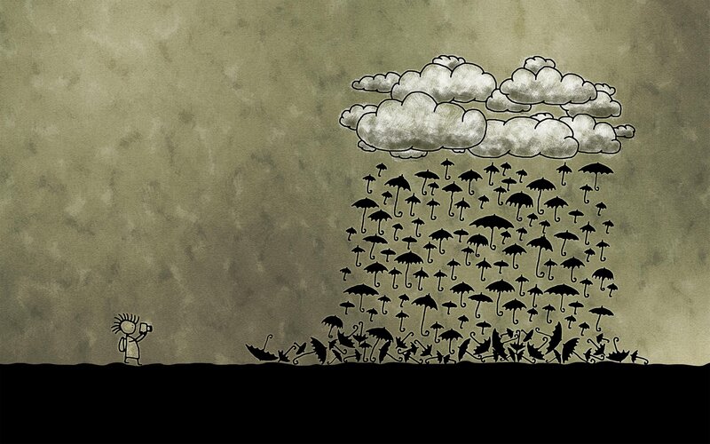 Person under Umbrella Rain