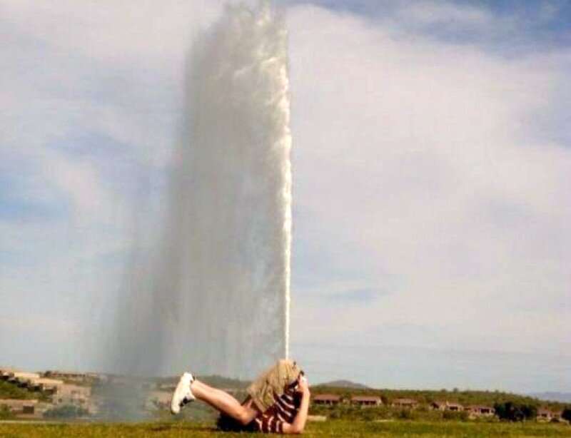 person under water jet