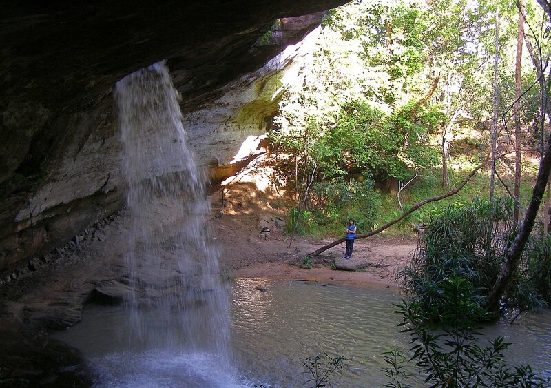 Person under Waterfall