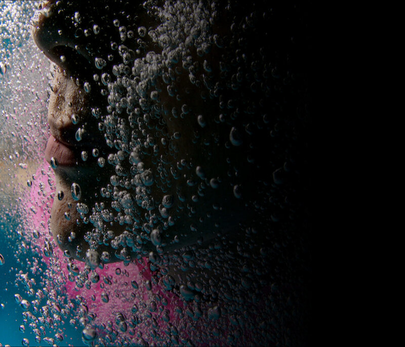 Person Underwater — Blue, Dramatic
