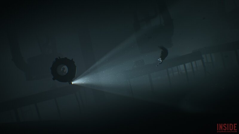 Person Underwater in Dark Room
