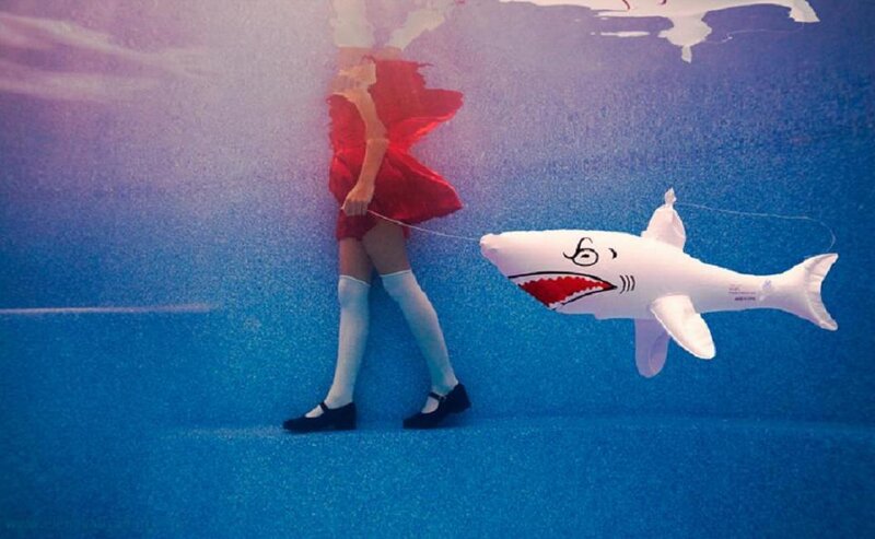 Person Underwater with Shark