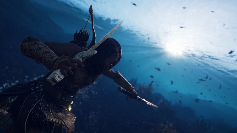 Person Underwater with Weapons