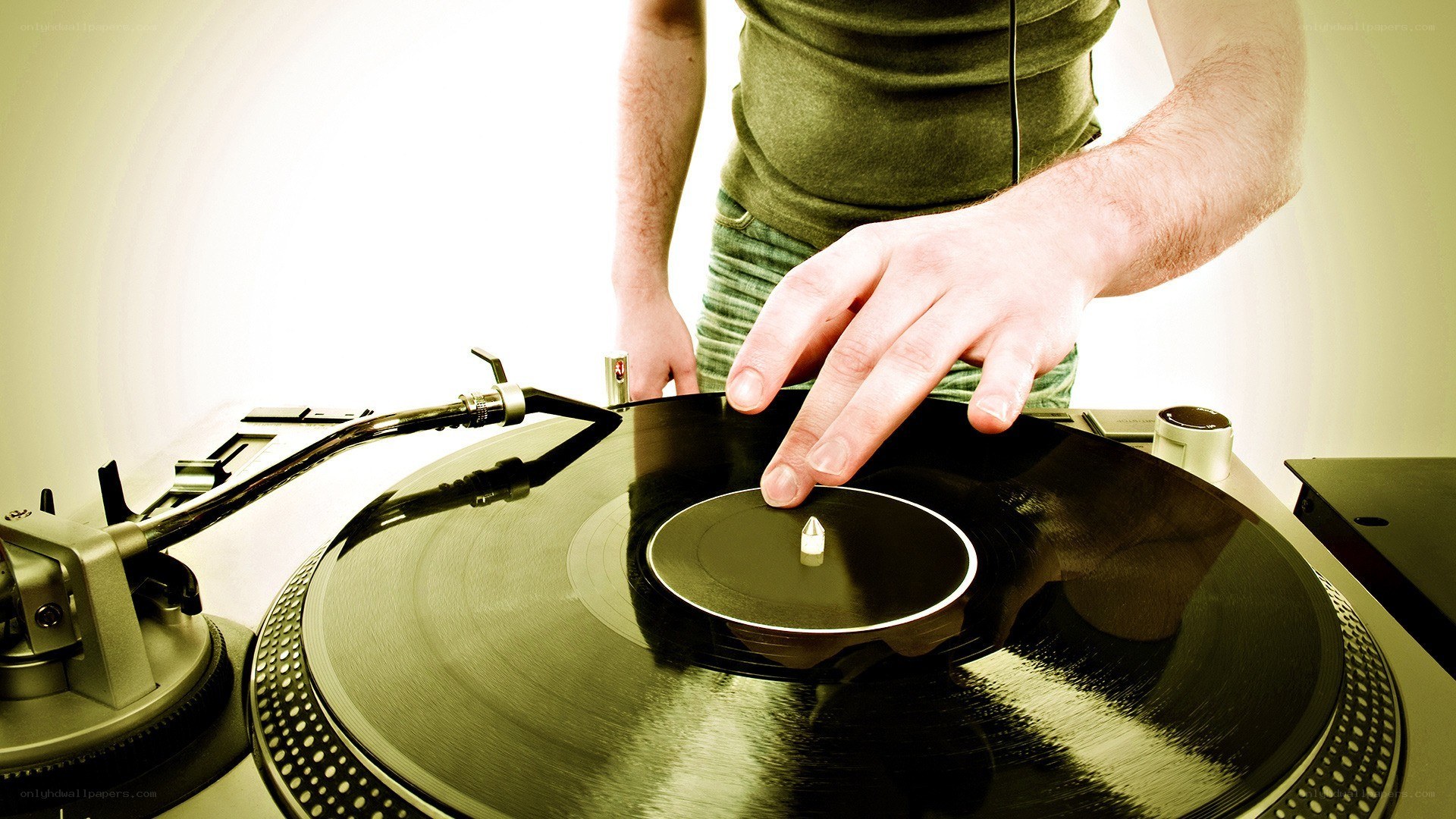 person using a turntable
