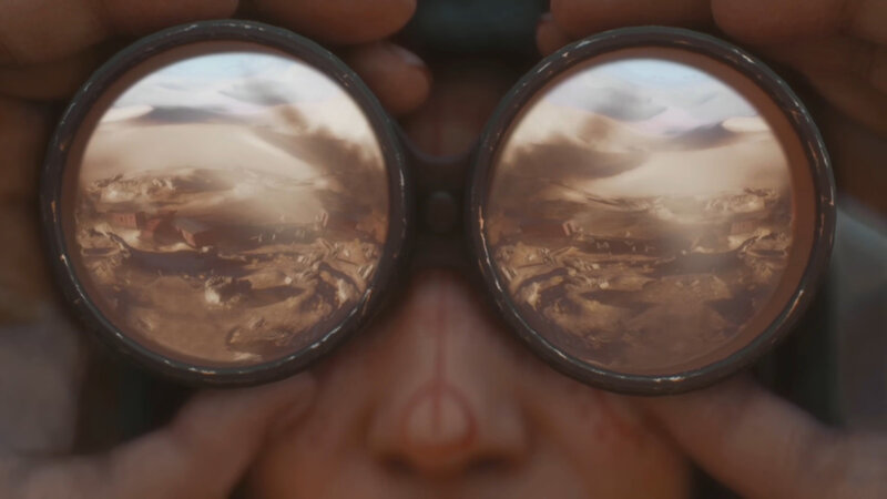 Person Using Binoculars — Brown
