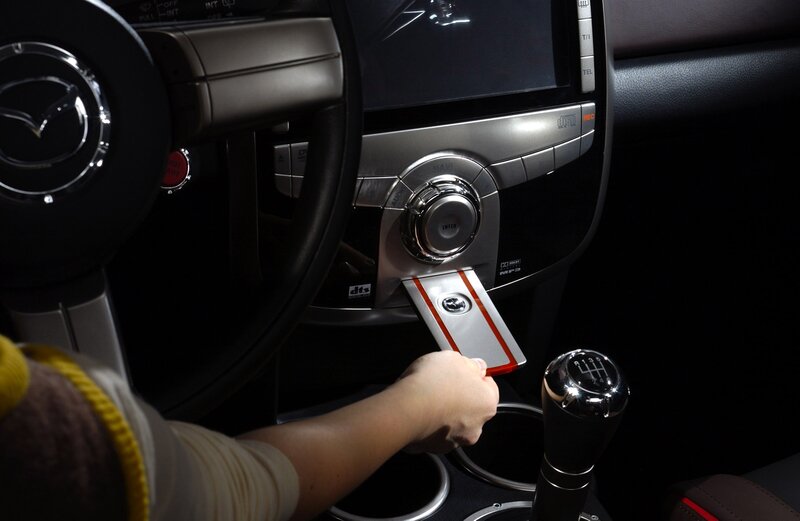 Person using car key fob
