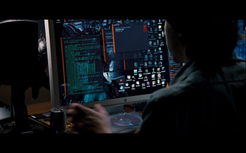 person using computer at night