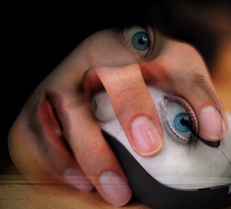 Person Using Computer Mouse — Black