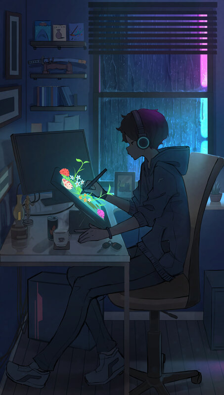 Person Using Graphics Tablet