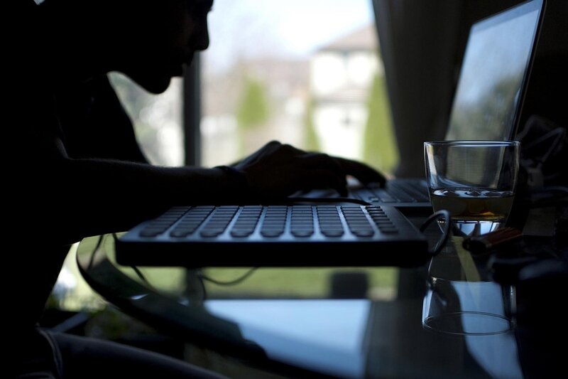 Person Using Laptop — Black