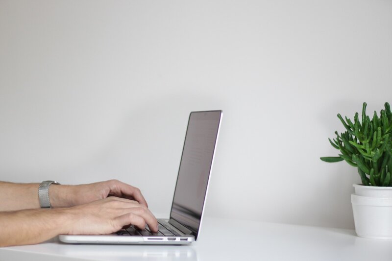 Person Using Laptop — White, Calm
