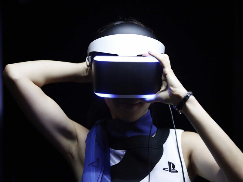 person using vr headset