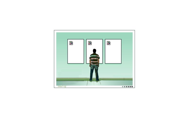 person viewing art in gallery
