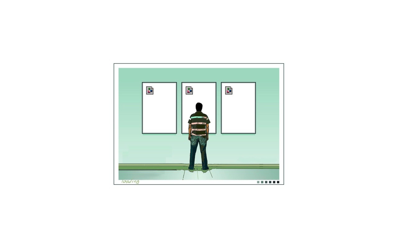 person viewing art in gallery