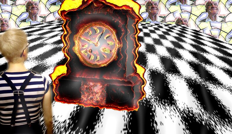 Person Viewing Burning Clock