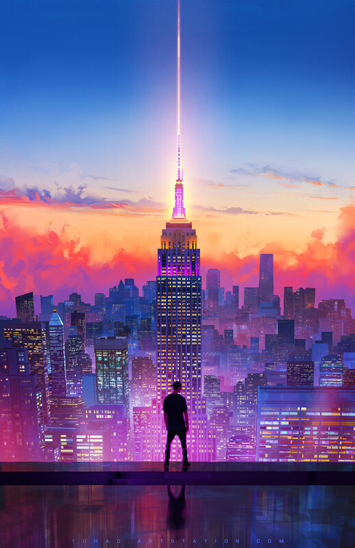 Person Viewing City Skyline