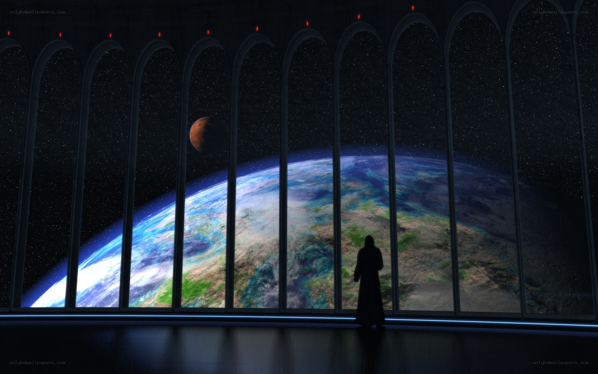Person viewing Earth from space