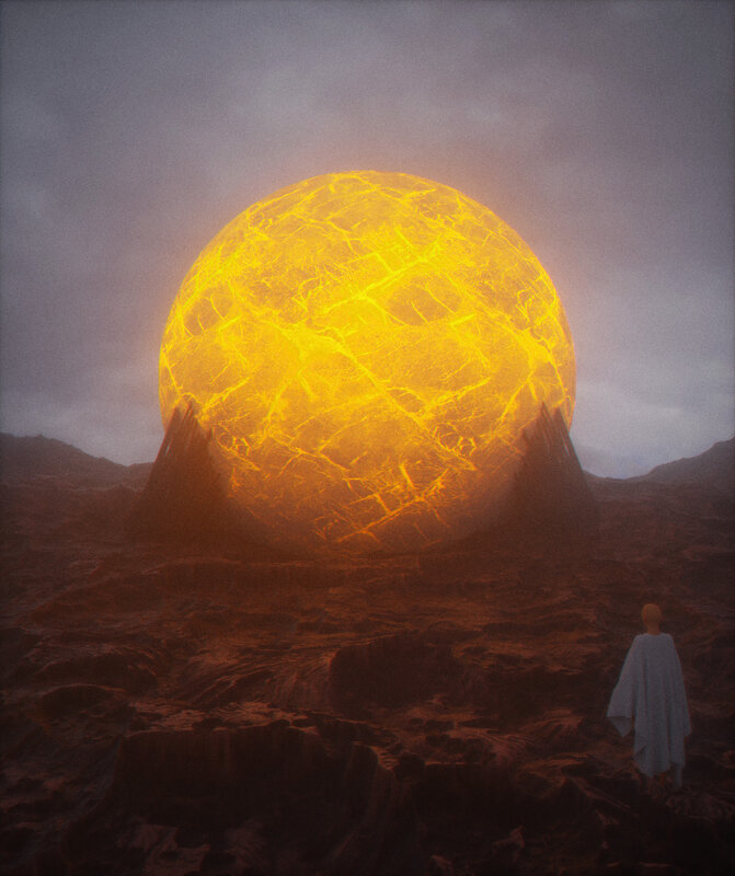 Person Viewing Glowing Sphere