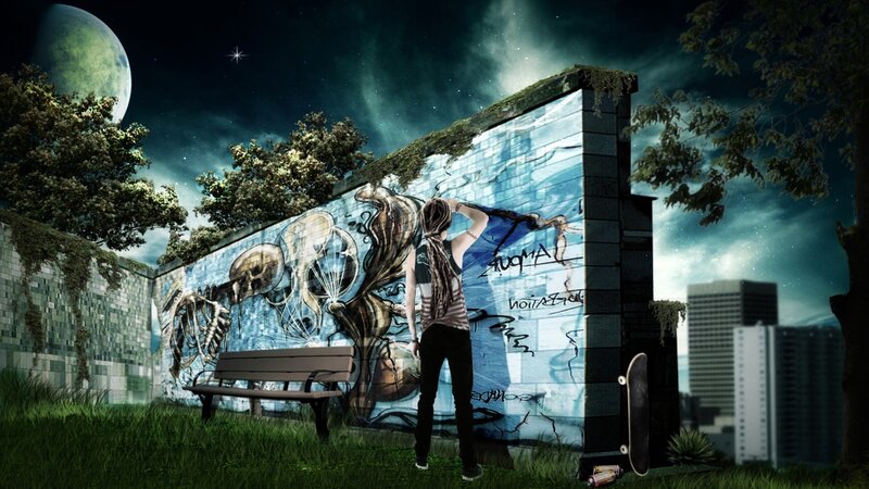 Person Viewing Graffiti Wall