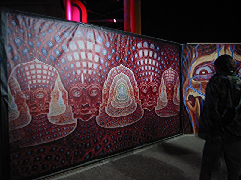 person viewing psychedelic art