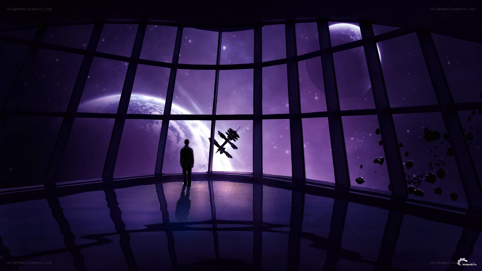 Person viewing space from observatory