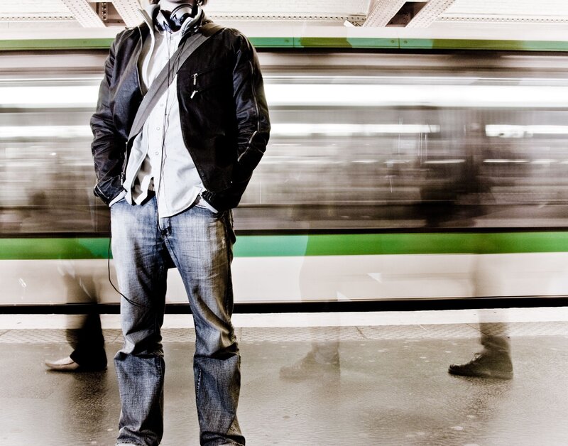 Person waiting at subway station