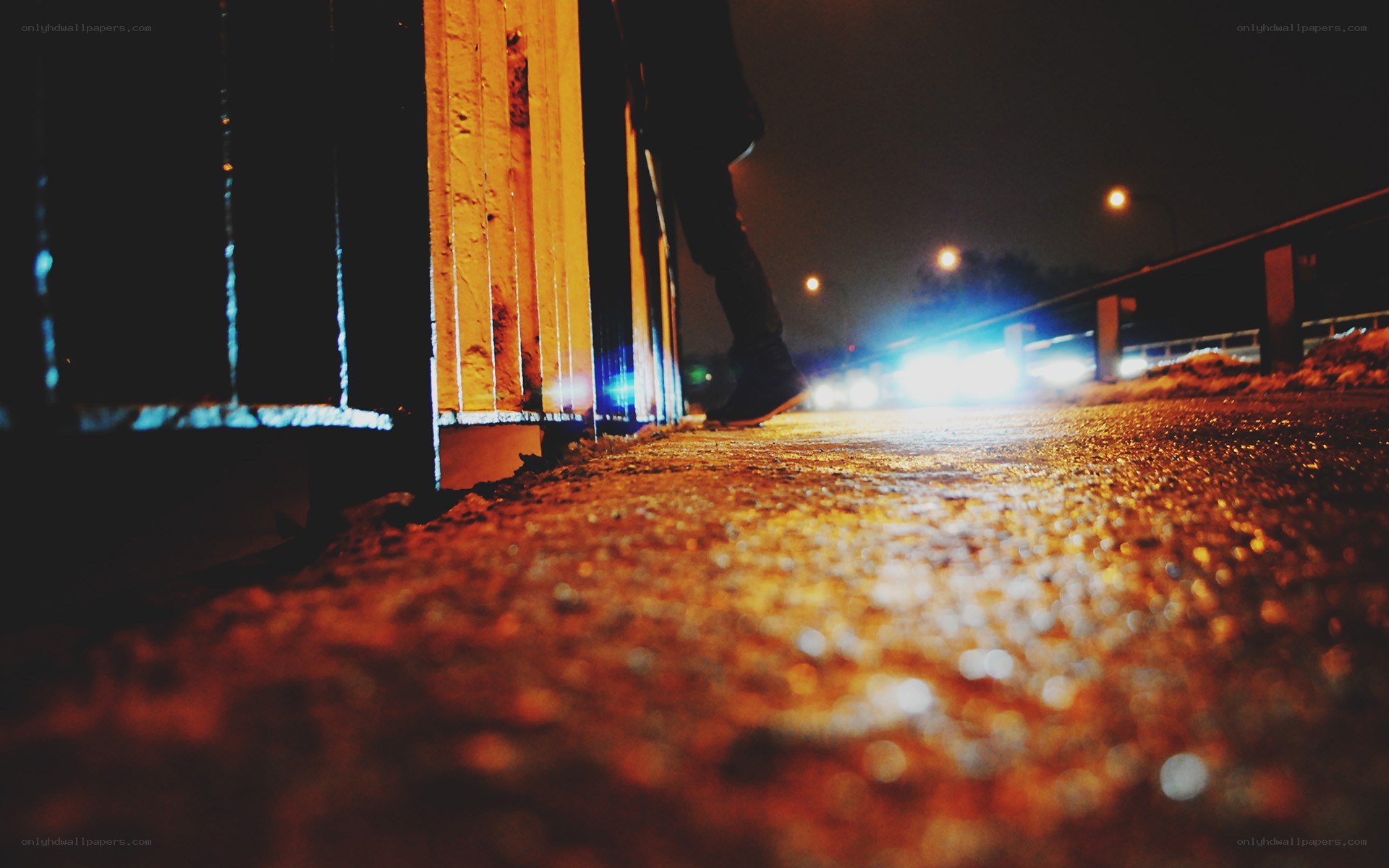 person walking at night