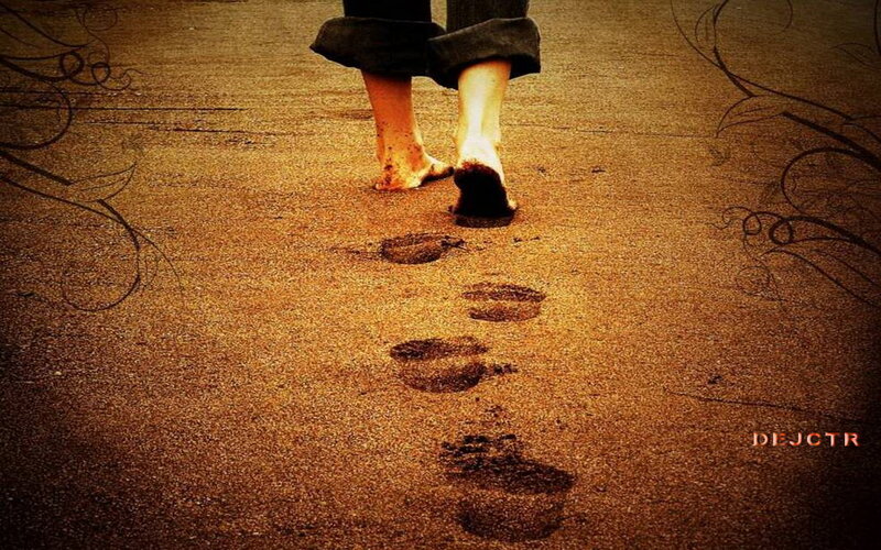 Person Walking Barefoot — Brown
