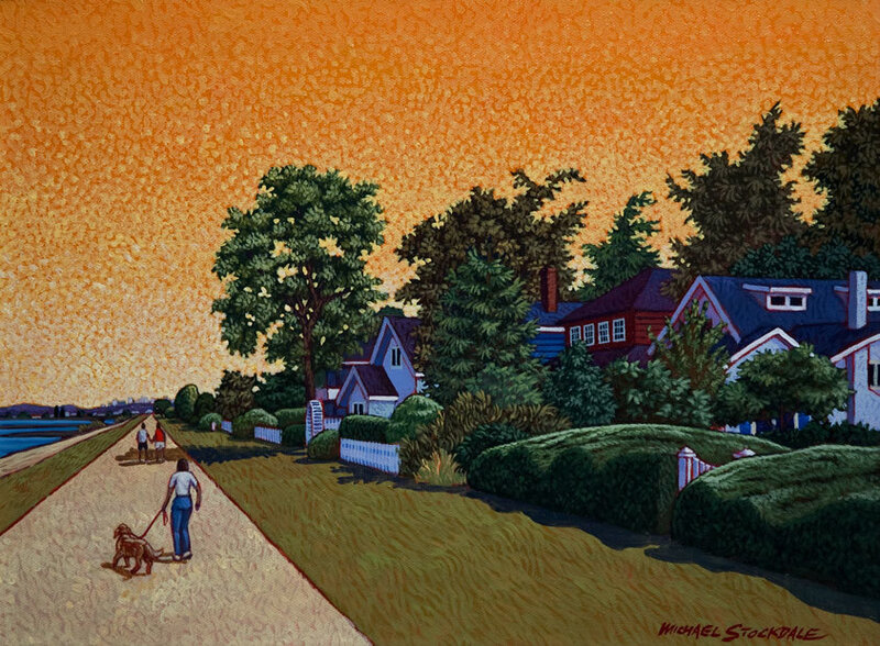 Person Walking Dog — Orange