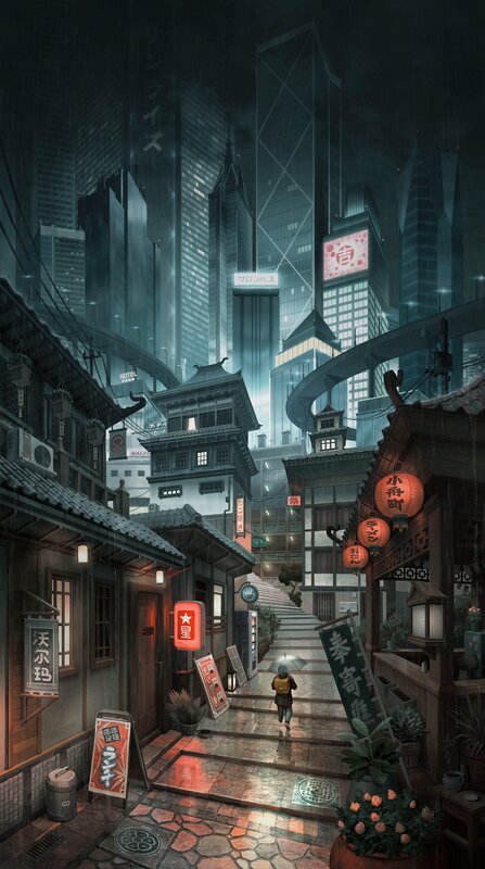 Person Walking Down Alley — Gray