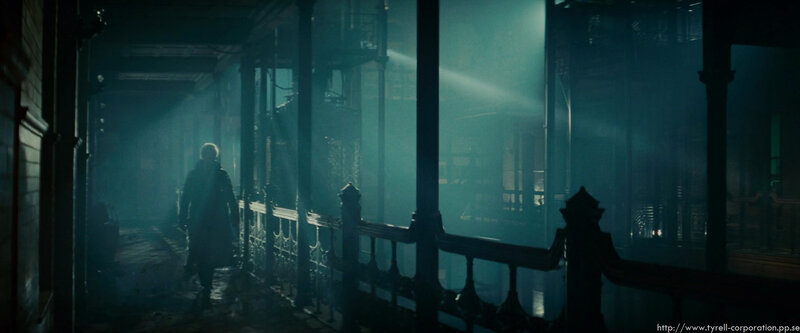 person walking in a foggy corridor