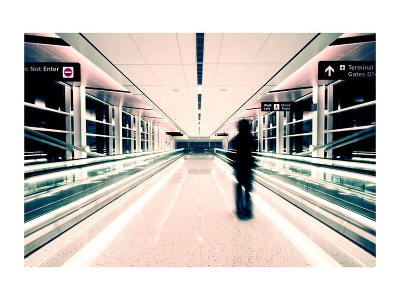 Person walking in airport terminal