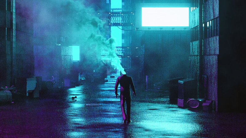 Person Walking in Alley — Blue, Dramatic, Night
