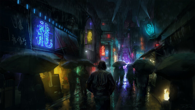 Person Walking in Alley — Blue
