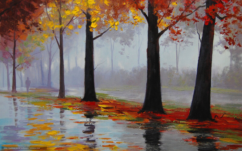 Person Walking in Autumn Forest — Red
