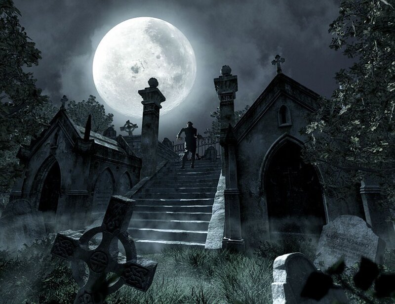 Person Walking in Cemetery