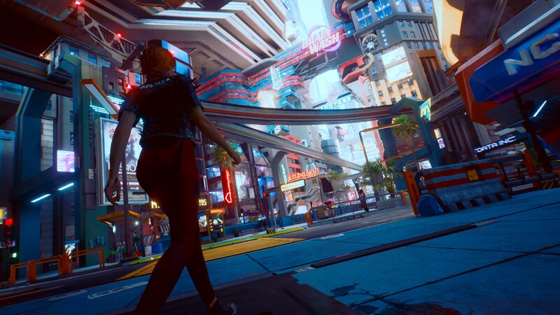Person Walking in City — Blue