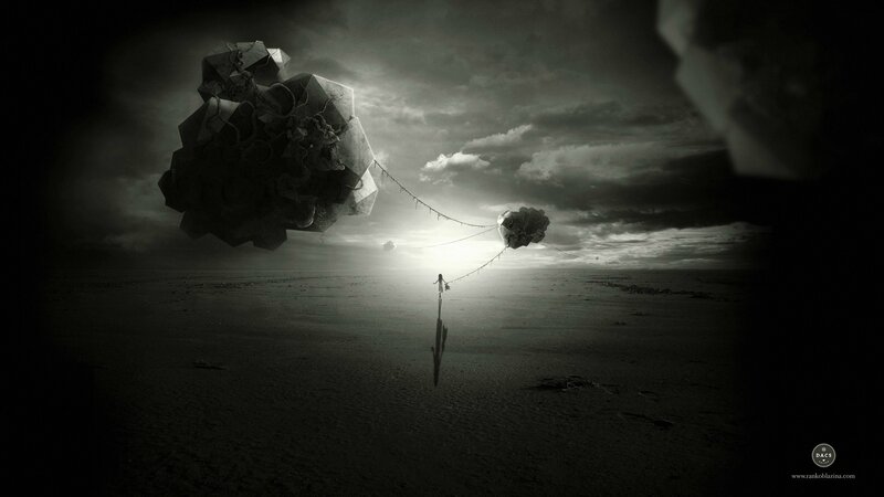 Person Walking in Desert — Black