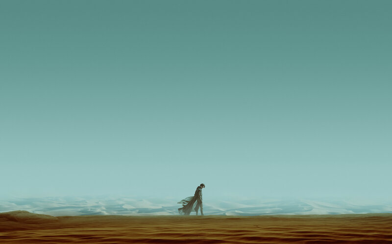 Person Walking in Desert — Blue, Serene