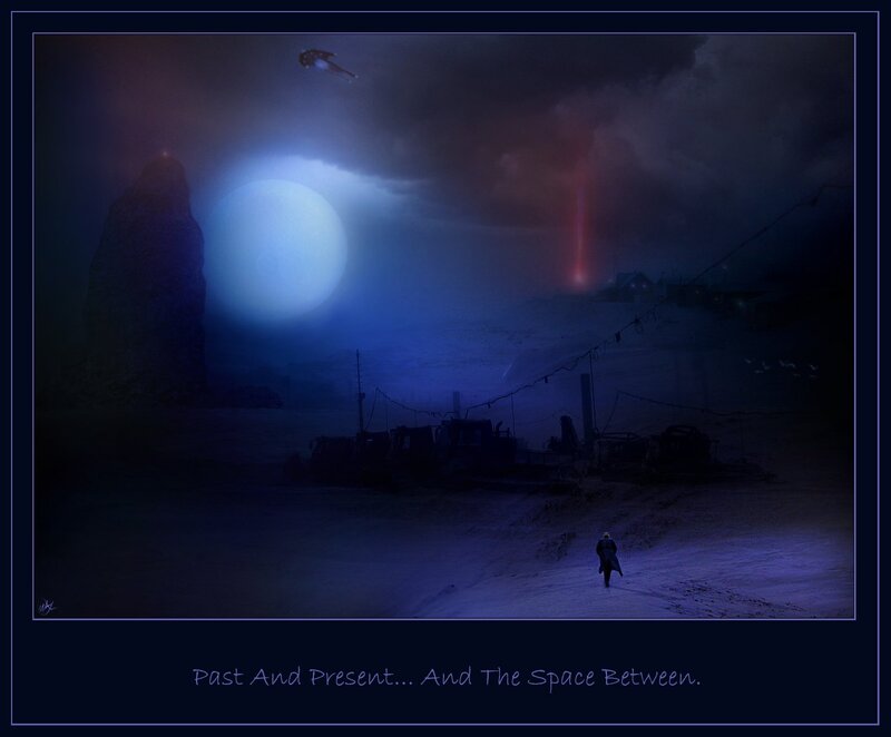 Person Walking in Desert — Blue