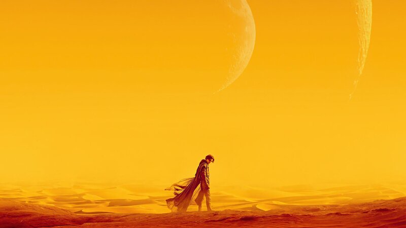 Person Walking in Desert — Yellow, Dramatic