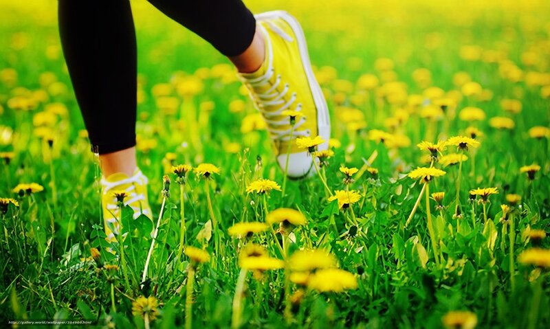 Person Walking in Field — Green, Serene, Spring