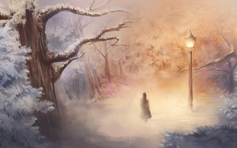 Person Walking in Fog — Orange