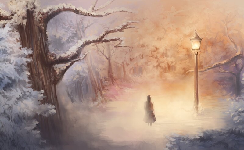 Person Walking in Fog — White, Serene