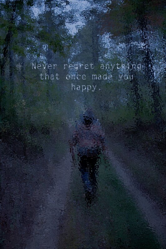 Person Walking in Forest — Blue, Melancholic, Night