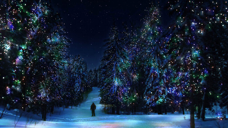 Person Walking in Forest — Blue