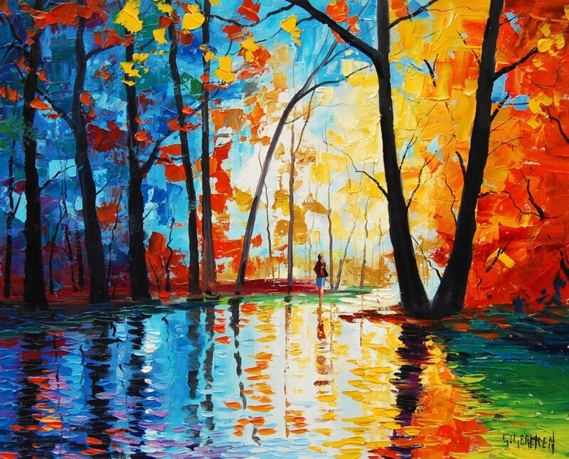 Person Walking in Forest — Blue, Vibrant