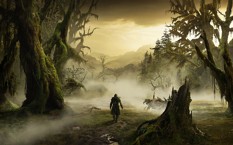 Person Walking in Forest — Green, Mysterious