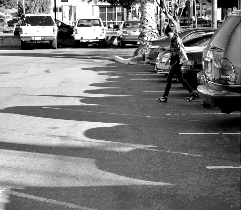 Person walking in parking lot