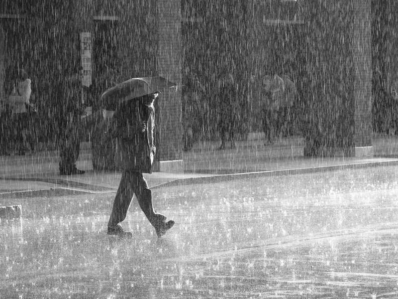 Person Walking in Rain — Black
